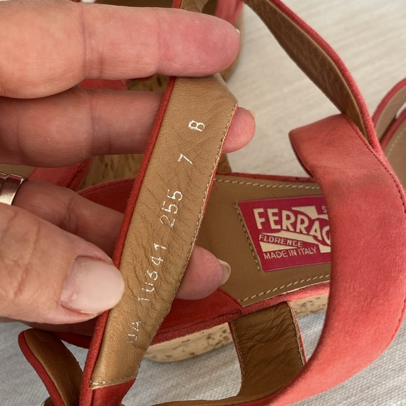 Salvatore Ferragamo Cross Strap Cork Wedge Sandals - Picture 8 of 10